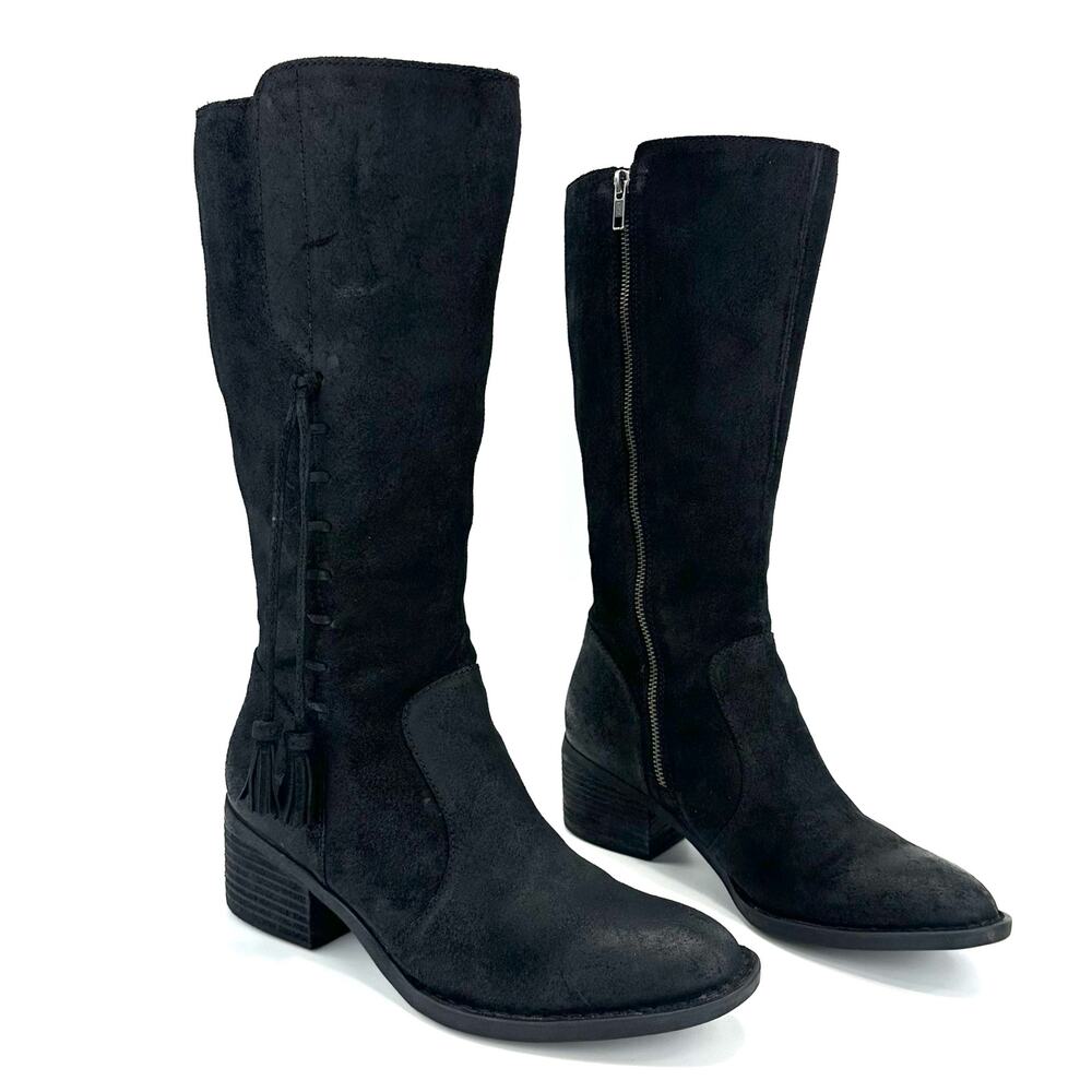 Born Women Mid-Calf Riding/Western Boot Size 9M Black Leather Knee-High Bootie
